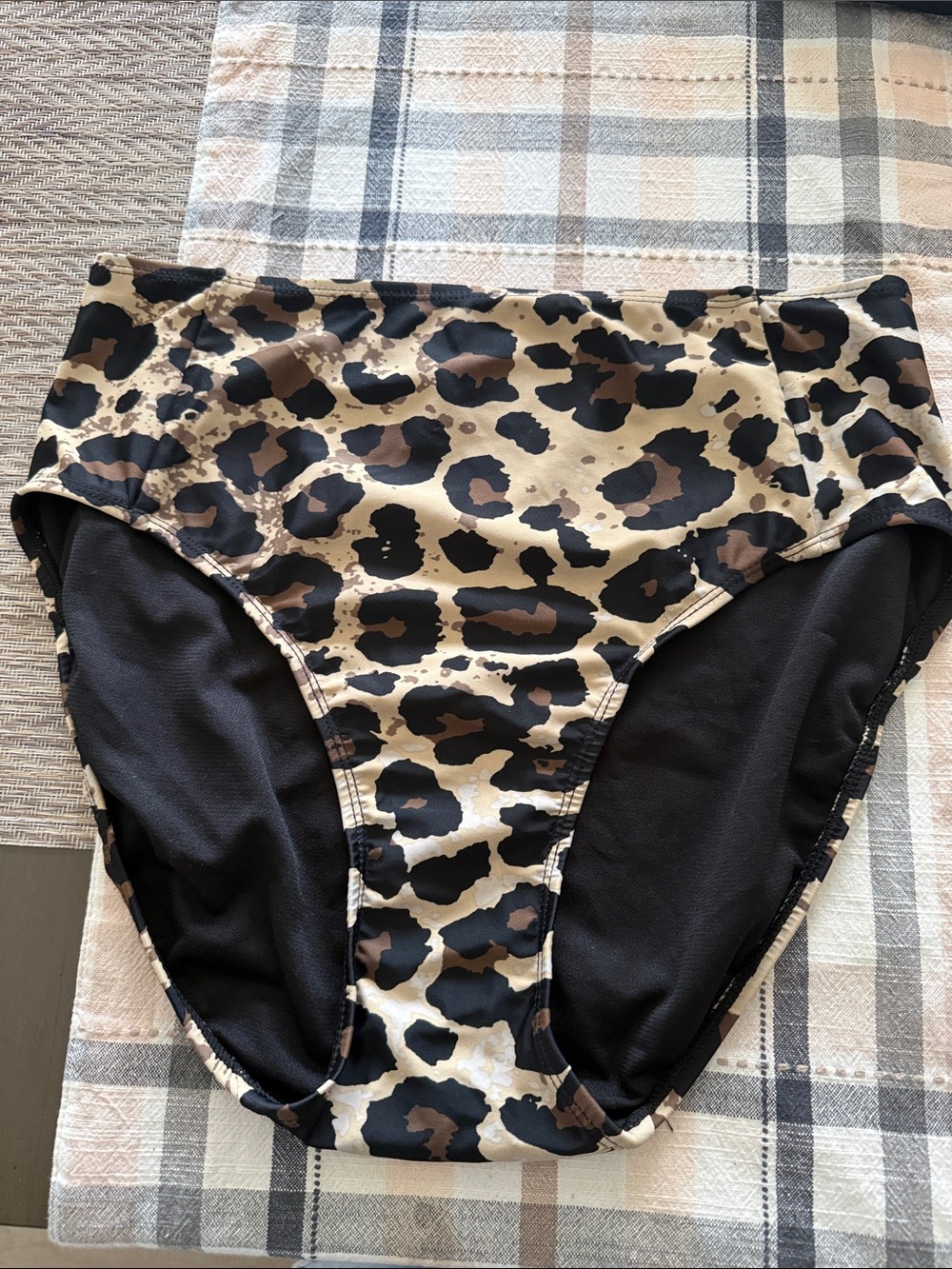 FINAL PRICE Leopard Print High-Waist Bikini Bottoms - Black & Brown NWOT